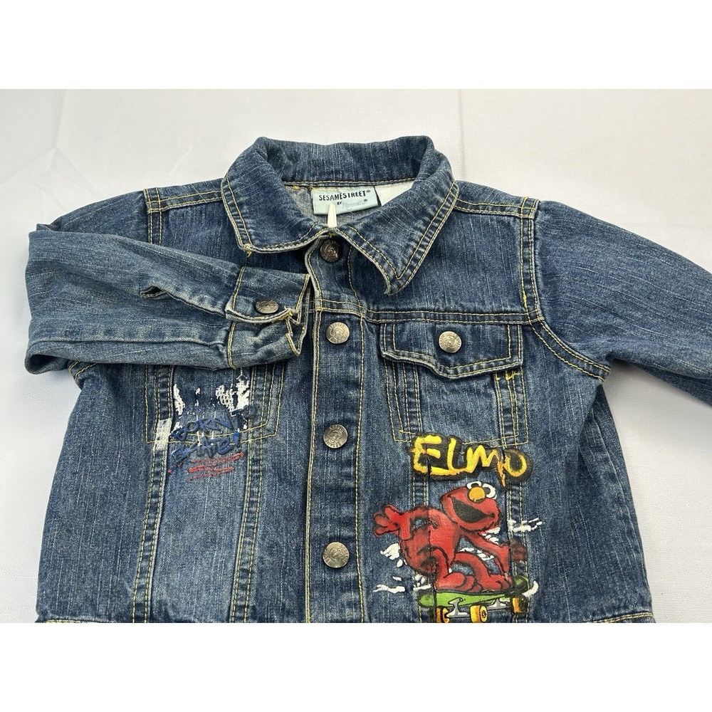 Sesame Street Elmo Denim Jacket 2T Toddler Blue Jean Coat Skateboard 2008